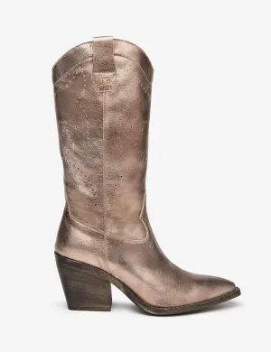 Women's Torba Leather Cowboy Boots In Gold