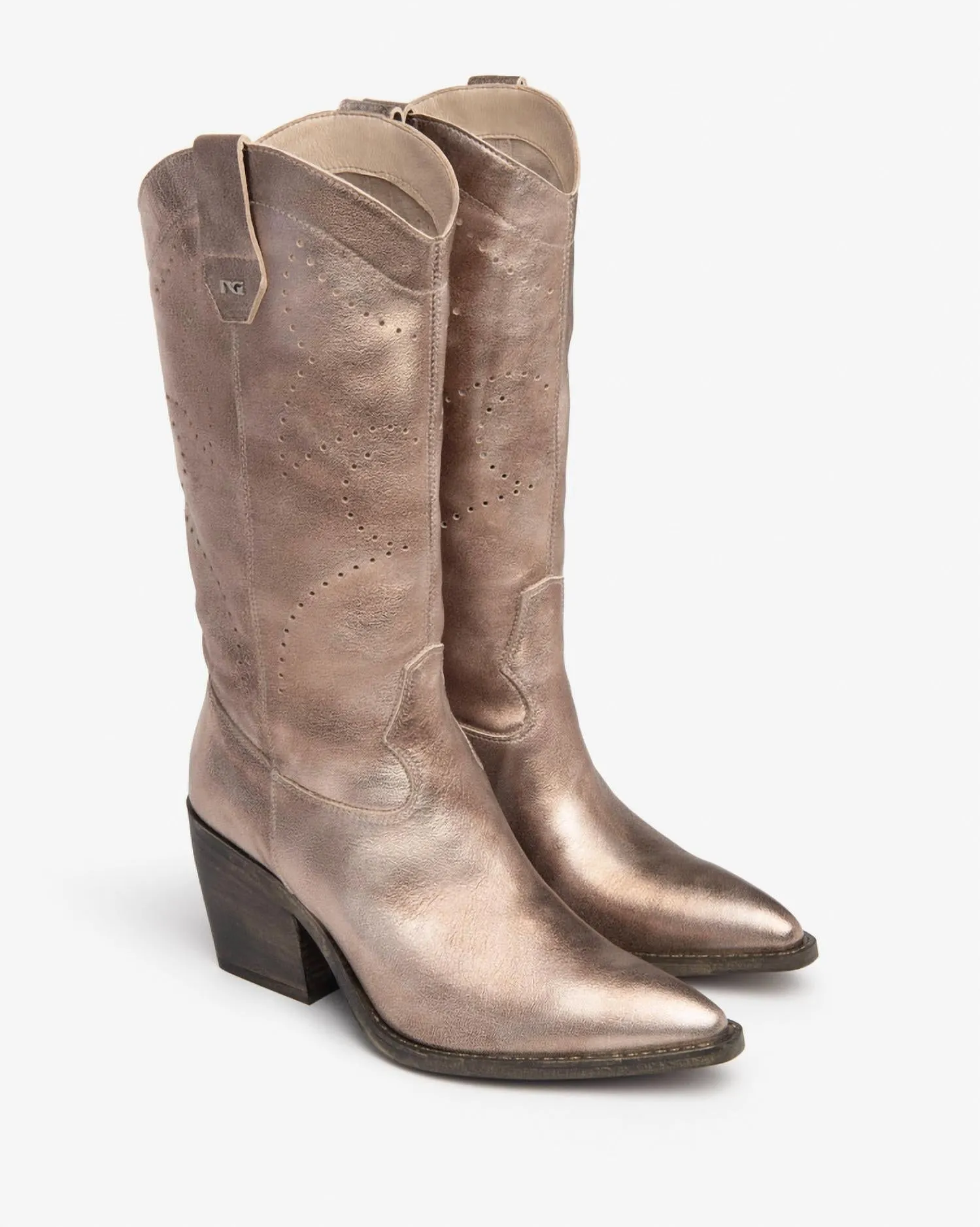 Women's Torba Leather Cowboy Boots In Gold