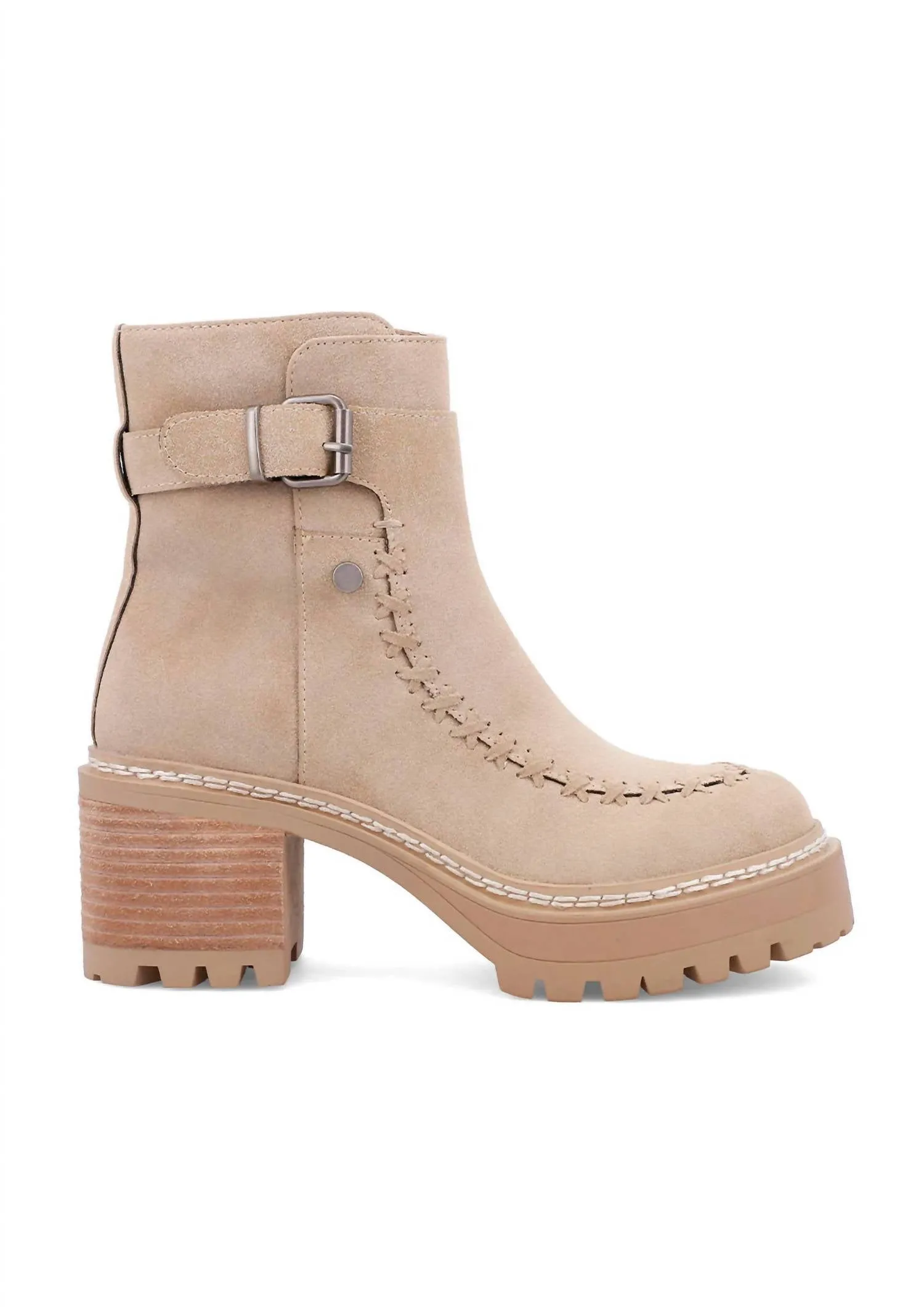 Women's Toula Platform Bootie In Sand Ambers