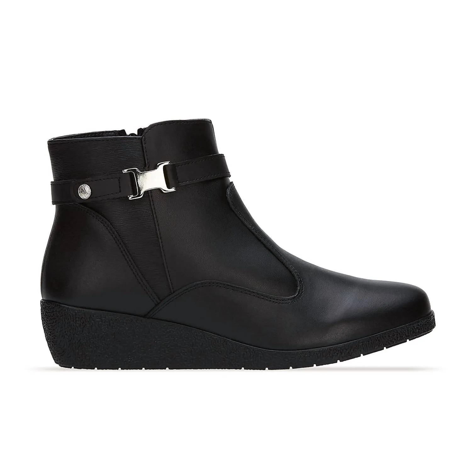 Women's Wedge Leather Booties In Black
