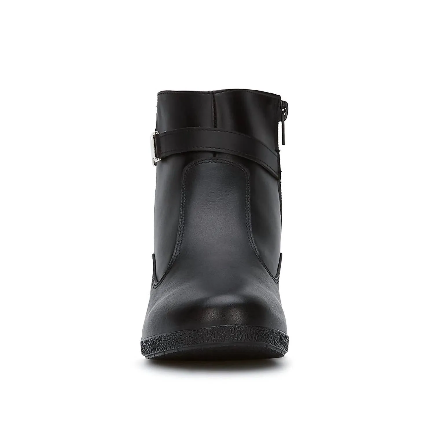 Women's Wedge Leather Booties In Black