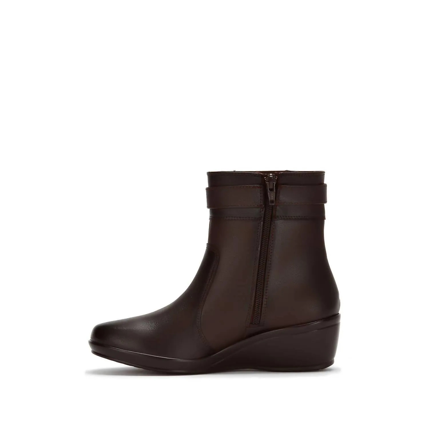 Women's Wedge Leather Booties In Brown