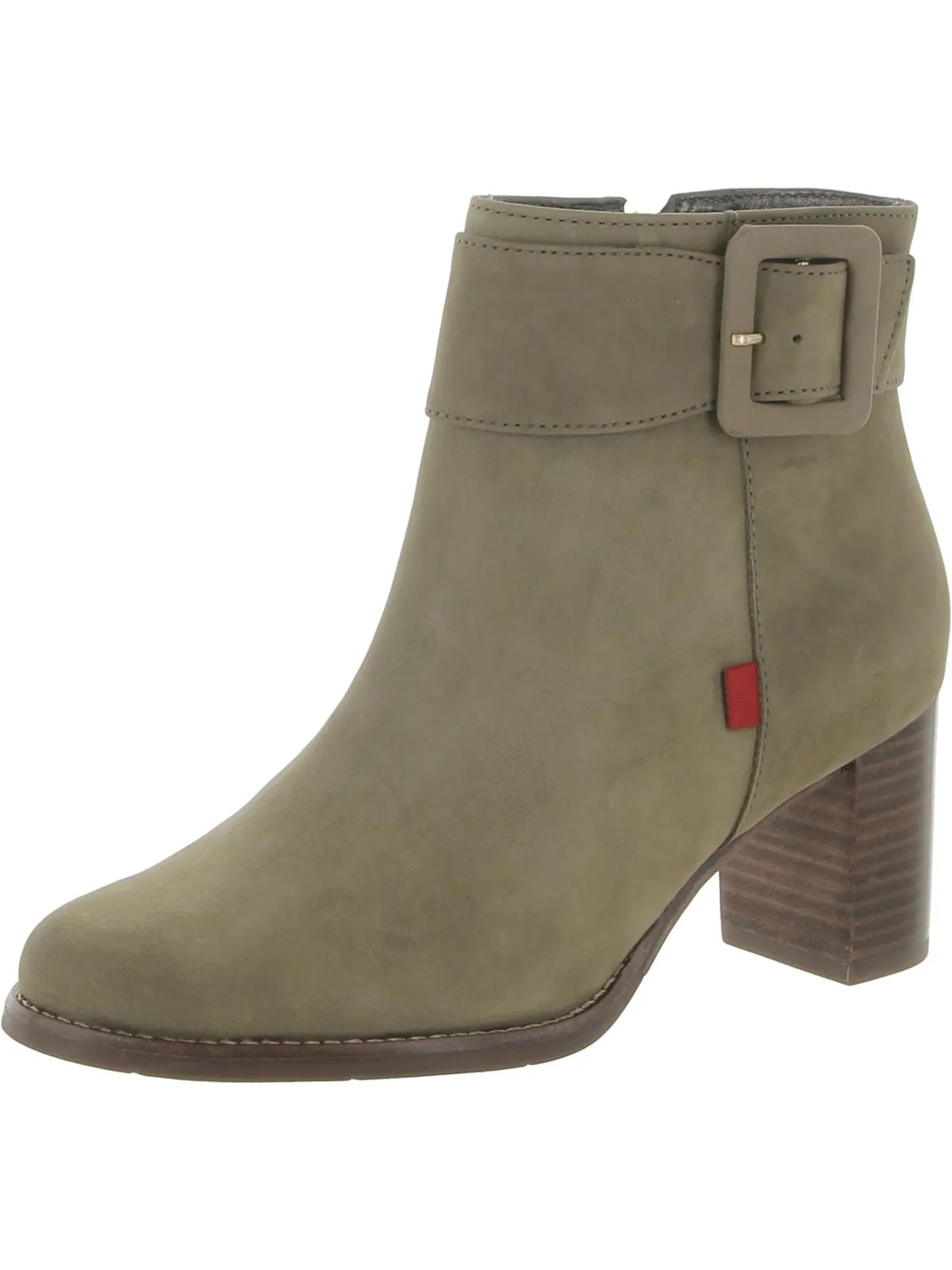 Wooster Womens Leather Stacked Heel Ankle Boots